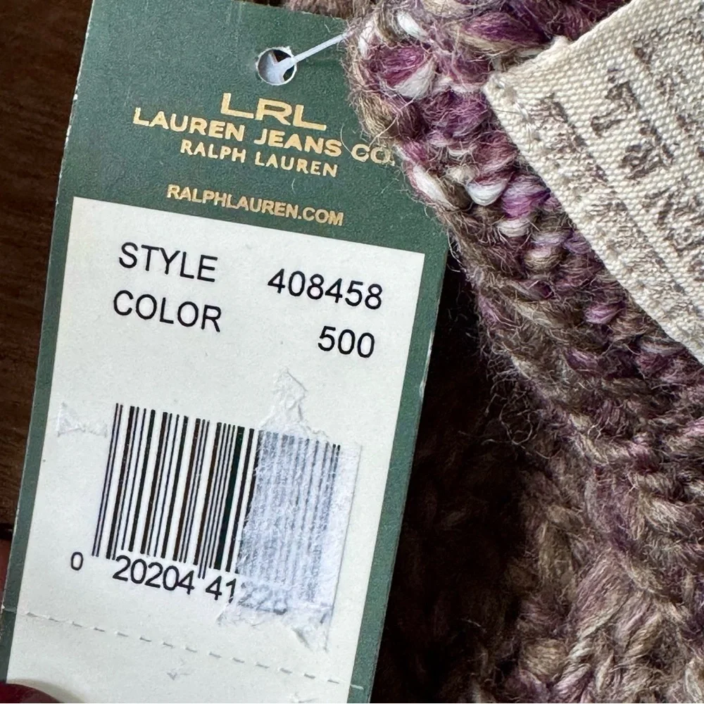 LRL Lauren Ralph Lauren Cable Knit Mittens Brown Marled Wool Blend NWT Winter Gl